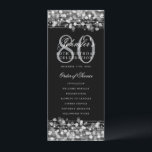 Elegante programa 80th Birthday Party Menú Platead<br><div class="desc">Elegante diseño "Programa de fiesta de cumpleaños" con Sparkles & String Lights en plata con texto personalizado.</div>