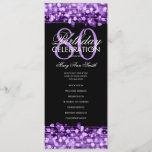 Elegante programa 80th Birthday Party Menu Purple<br><div class="desc">Elegante "Programa de Fiesta de Cumpleaños" con Sparkles & Lights en Purple con texto personalizado.</div>