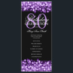 Elegante programa 80th Birthday Party Menu Purple<br><div class="desc">Elegante "Programa de Fiesta de Cumpleaños" con Sparkles & Lights en Purple con texto personalizado.</div>