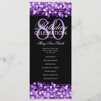 Elegante programa 80th Birthday Party Menu Purple