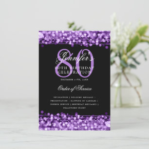 Elegante programa 80th Birthday Party Menu Purple