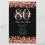 Elegante programa 80th Birthday Party Menú Rosa Go<br><div class="desc">Elegante diseño "Programa de Fiesta de Cumpleaños" con Sparkles & Lights in Rosa Gold con texto personalizado.</div>