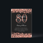 Elegante programa 80th Birthday Party Menú Rosa Go<br><div class="desc">Elegante diseño "Programa de Fiesta de Cumpleaños" con Sparkles & String Lights en Rosa Gold con texto personalizado.</div>