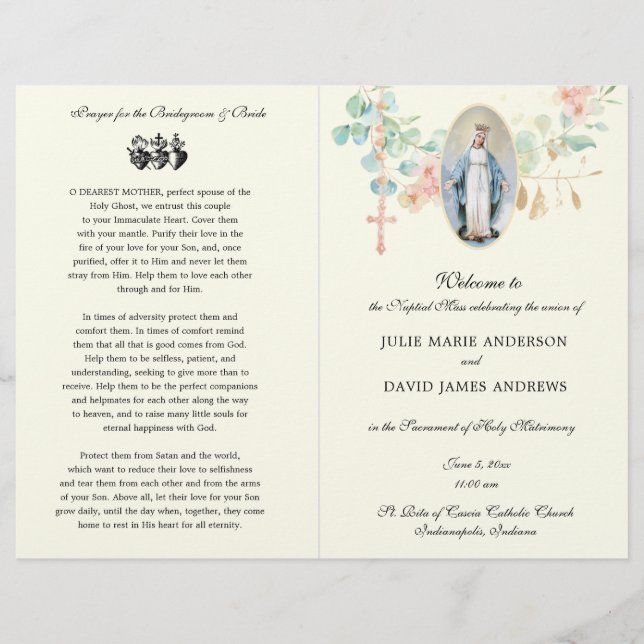 Elegante programa católico de bodas en masa (Anverso)