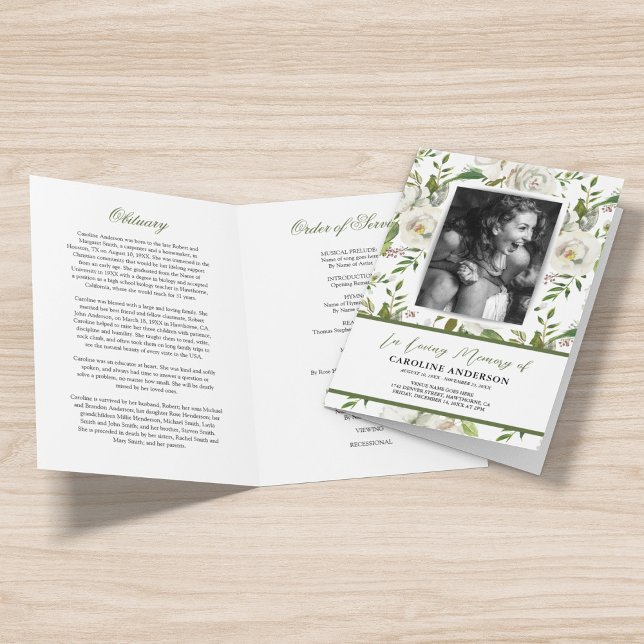 Elegante programa conmemorativo floral de funeral (Subido por el creador)
