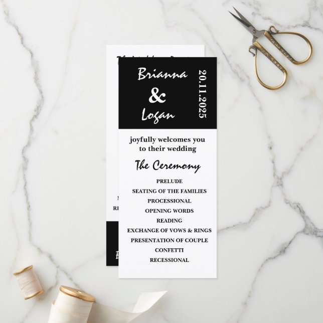 Elegante programa contemporáneo de bodas blancas y (Anverso/Reverso In Situ)