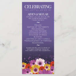 Elegante programa Daisies Purpurina Purple Wedding