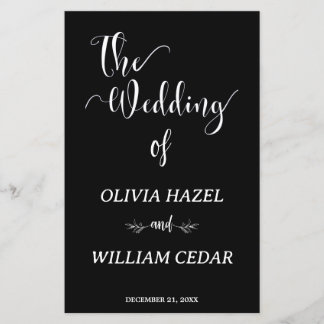 Elegante programa de Boda Botánica Blanca Negra