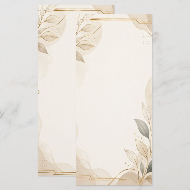 Elegante programa de boda botánico neutral. (Anverso / Reverso)