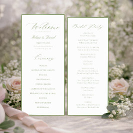 Elegante Programa de Boda Botánico Verde Salvia