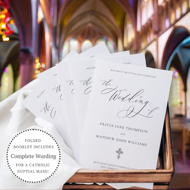 Elegante programa de boda católica con escritura a (Subido por el creador)