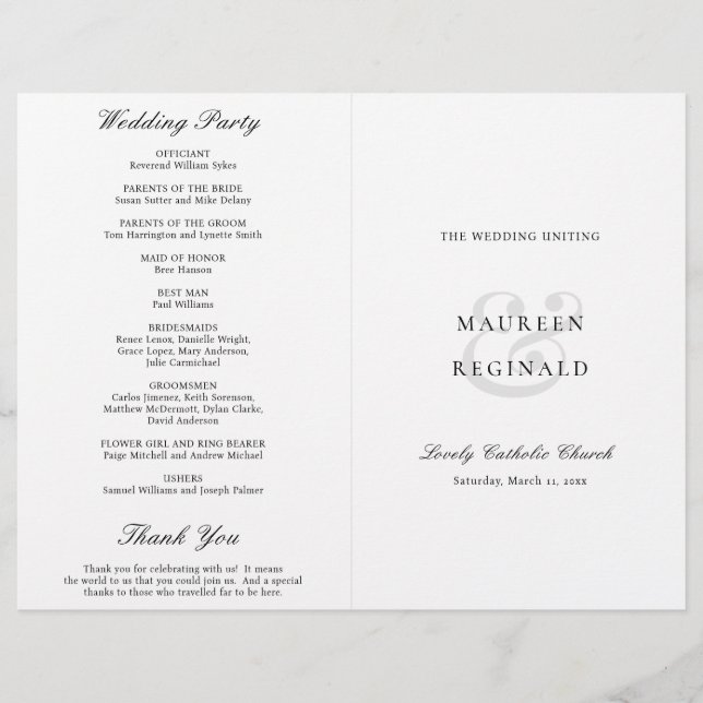 Elegante Programa de Boda Católico Tradicional (Anverso)