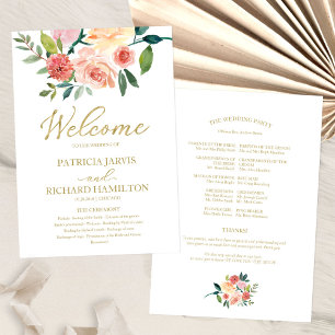 Elegante Programa de Boda con Acuarela Floral Dora