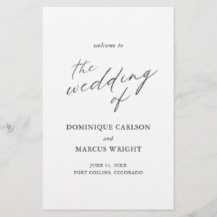 Elegante Programa de Boda con Caligrafía Moderna