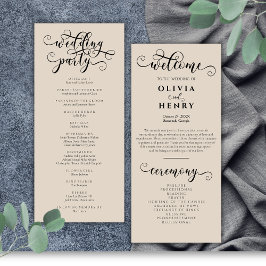 Elegante Programa de Boda con Caligrafía Romántica
