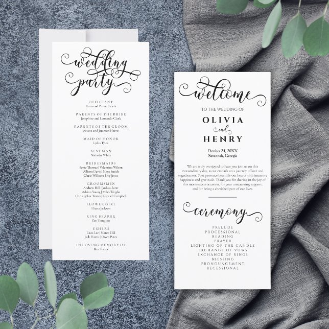 Elegante Programa de Boda con Caligrafía Romántica (Subido por el creador)