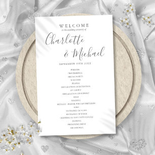 Elegante programa de boda con letra de firma
