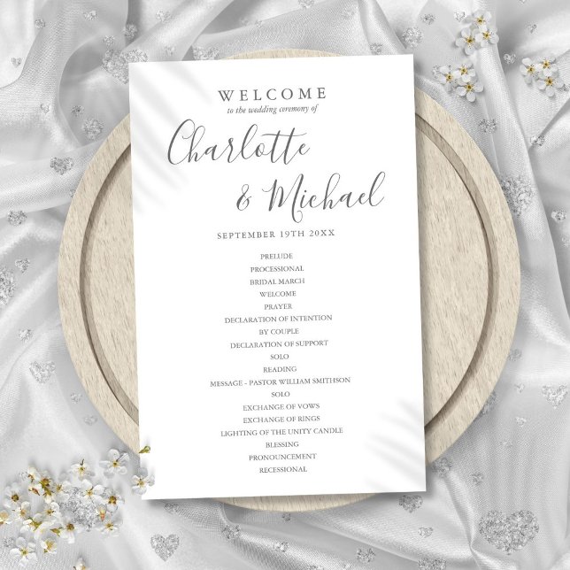Elegante programa de boda con letra de firma (Elegant Signature Script Wedding Program)