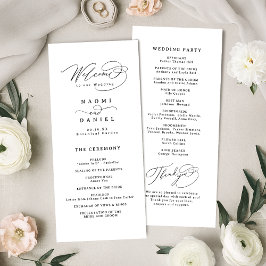 Elegante programa de boda con letra de remolino si