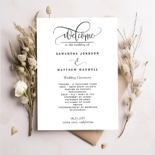 Elegante programa de boda con letra script moderna