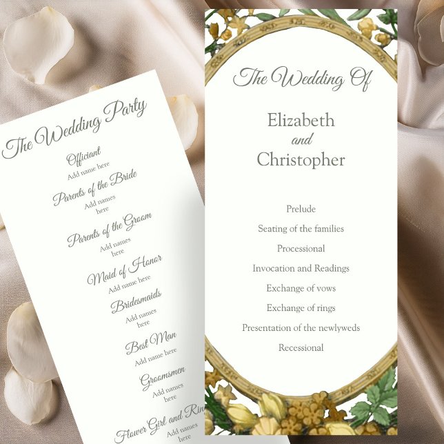 Elegante Programa de Boda con Marco Floral Dorado  (Subido por el creador)