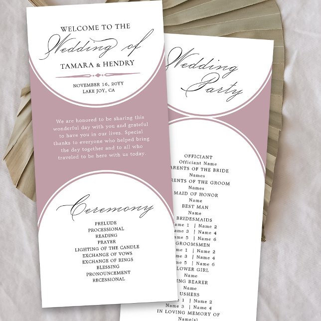 Elegante programa de boda de arco Rosa con estilo  (Elegant dusty rose pink wedding program from my Wedding Colors collection)