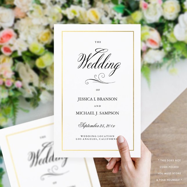Elegante Programa de Boda de Caligrafía Borde de O (Subido por el creador)