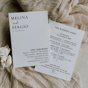 Elegante programa de boda de caligrafía Minimalist