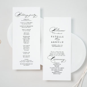 Elegante programa de boda de caligrafía moderna