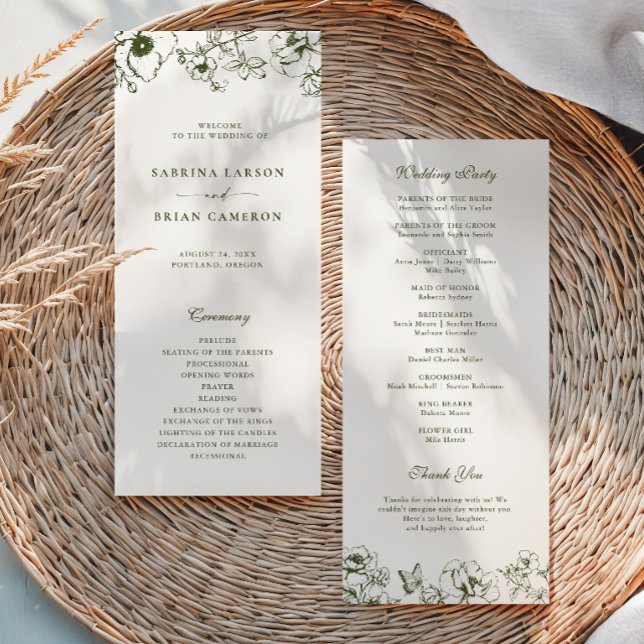 Elegante Programa de Boda de Jardín Floral Verde O (Subido por el creador)