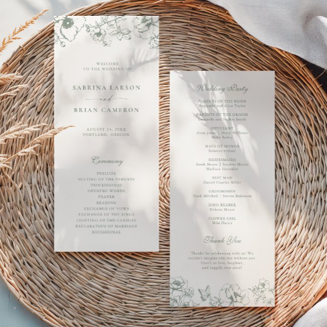 Elegante Programa de Boda de Jardín Floral Verde S (Subido por el creador)