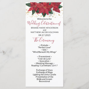Elegante Programa de Boda de Navidades Rojos de Po