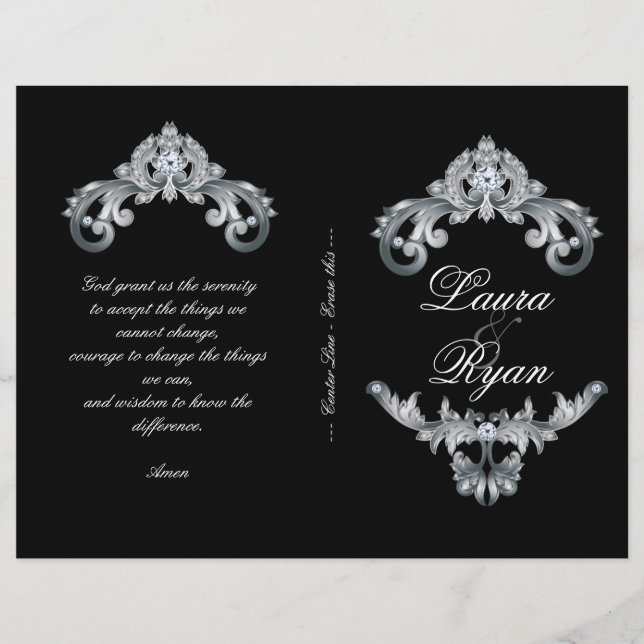Elegante programa de Boda de Plata Negra Volante (Anverso)