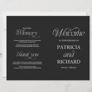 Elegante Programa de Boda Doble Negro y Blanco DIY