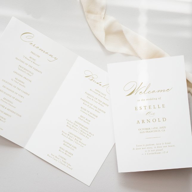 Elegante Programa de Boda Doble Oro de Caligrafía (Subido por el creador)