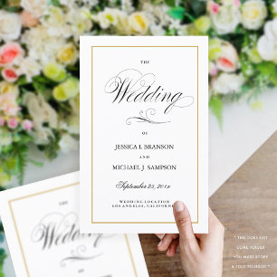Elegante Programa de Boda Doble Sólido Borde Oro