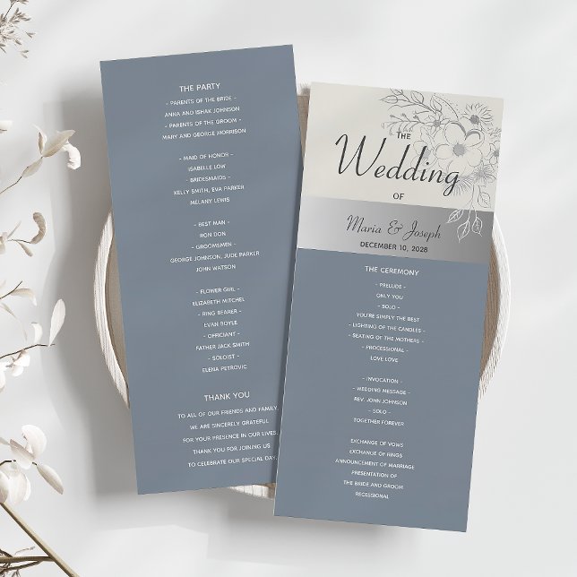 Elegante Programa de Boda en Azul Polvoriento (Subido por el creador)