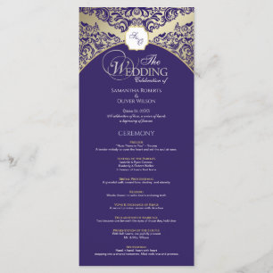 Elegante programa de Boda en Monograma Púrpura y O
