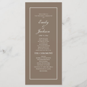 Elegante Programa de Boda en Script de Crema Marró