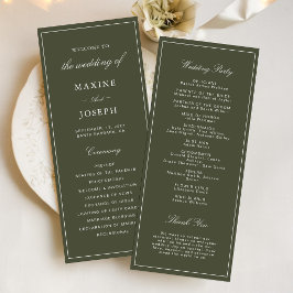 Elegante Programa de Boda en Verde Polvoriento Scr