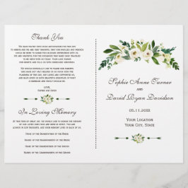 Elegante Programa de Boda Floral Blanco Florecido