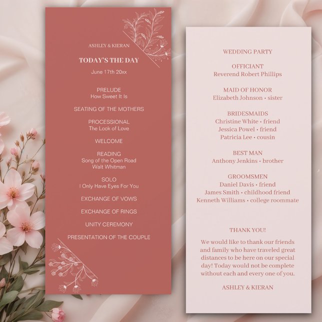 Elegante programa de Boda Floral Boho (Subido por el creador)