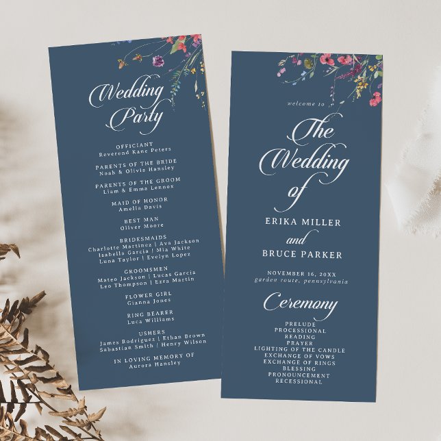 Elegante programa de boda floral botánico de té (Subido por el creador)