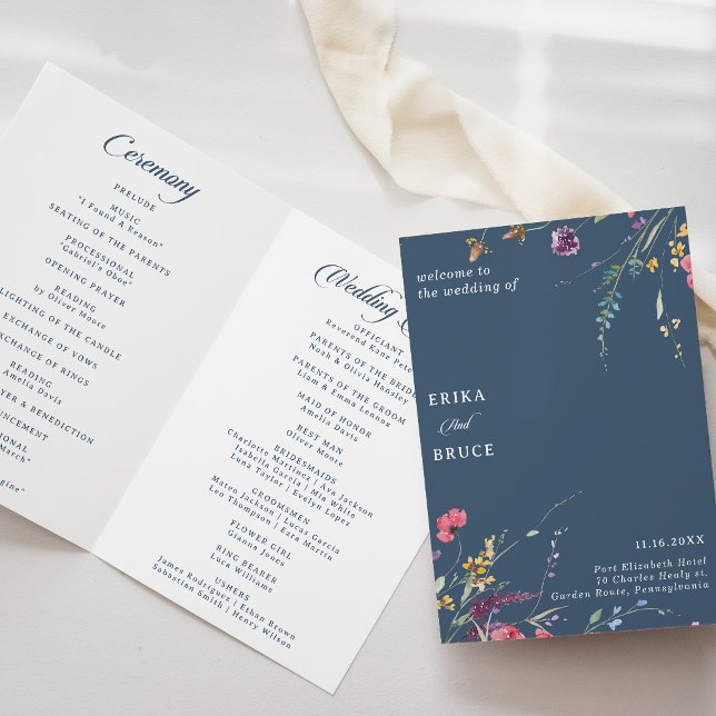 Elegante Programa de Boda Floral Botánico Plegado (Subido por el creador)