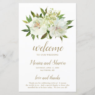 Elegante Programa de Boda Floral Moderno en Oro Bl