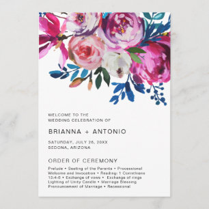 Elegante Programa de Boda Floral Rosa Moderno