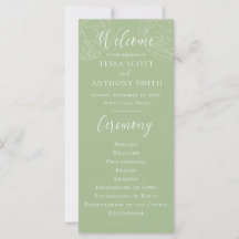Elegante Programa de Boda Floral Verde Salvia