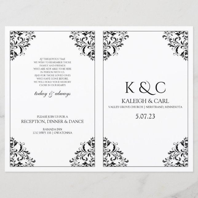 Elegante Programa de Boda - Folleto de Doblez - Ne (Anverso)