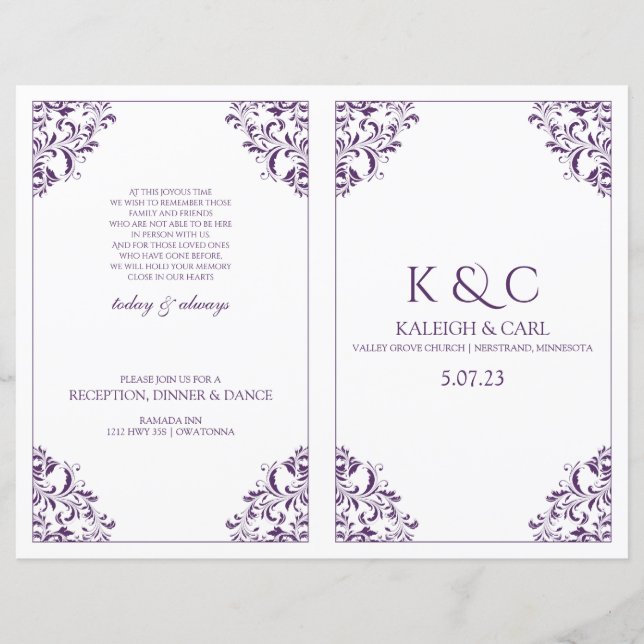 Elegante Programa de Boda - Folleto Doblez - Cirue (Anverso)