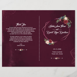 Elegante Programa de Boda Geométrica Floral de Bor